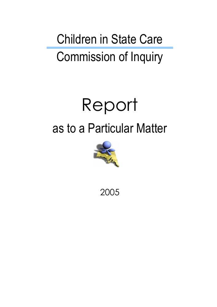 Original front page of the Report as to a Particular Matter